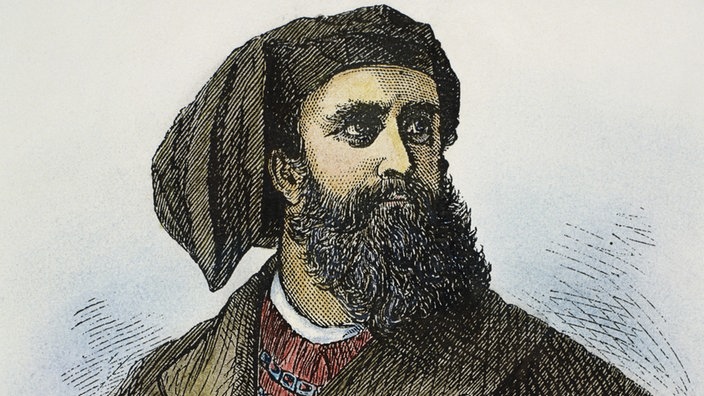 Zeichnung von Marco Polo im Porträt | Bildquelle: Ìnterfoto/SuperStock Zeichnung von Marco Polo im Porträt