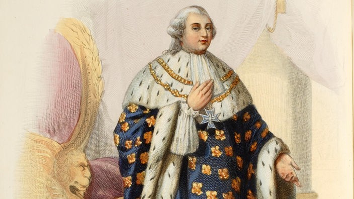 Gemälde von König Ludwig XVI. im prachtvollen Krönungsmantel.