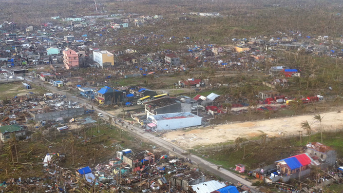 Zerstörte Häuser nach dem Taifun auf den Philippinen 2013.