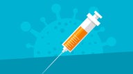 Grafik: Spritze mit Impfstoff vor Coronavirus