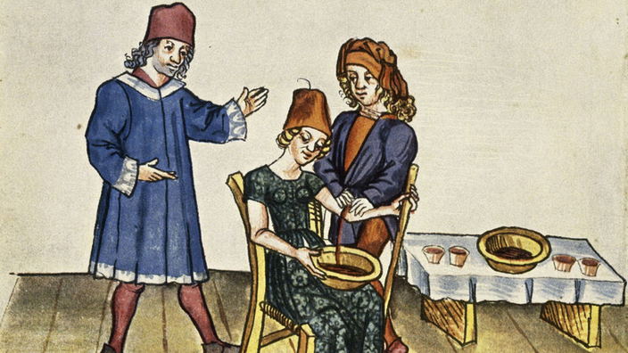 Buchmalerei: Aderlass im Mittelalter