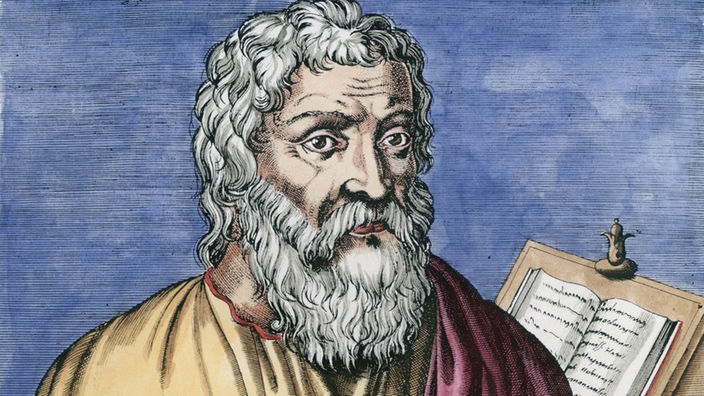 Hippokrates, Kupferstich aus dem 16. Jahrhundert.