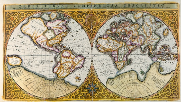 Weltkarte nach Mercator aus dem Jahr 1587 | Bildquelle: akg Weltkarte nach Mercator aus dem Jahr 1587