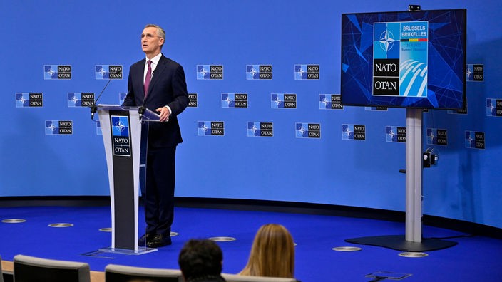 Nato-Generalsekretär Jens Stoltenberg bei einer Pressekonferenz 2022