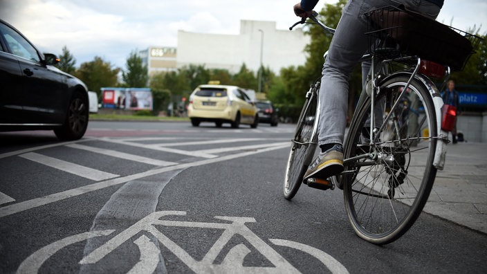 Ein Radfahrer fährt auf einem Fahrradweg. | Bildquelle: Britta Pedersen/dpa Ein Radfahrer fährt auf einem Fahrradweg.