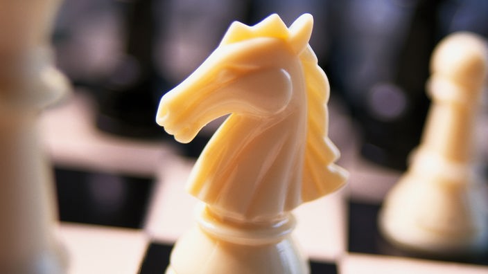 Springer-Figur auf einem Schachbrett