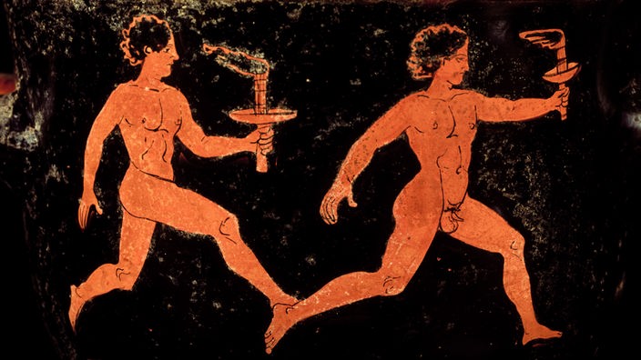 Antike Fackelläufer auf einer Vase