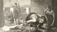 Pheidippides bricht tot zusammen, nachdem er die Nachricht des Sieges überbracht hatte.