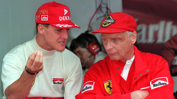 Michael Schumacher im Gespräch mit Niki Lauda