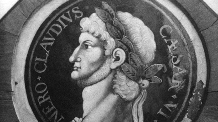 Medaille, auf der Kaiser Nero abgebildet ist.