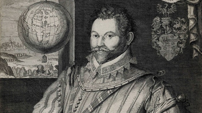 Das Gemälde zeigt den englischen Seefahrer Sir Francis Drake.