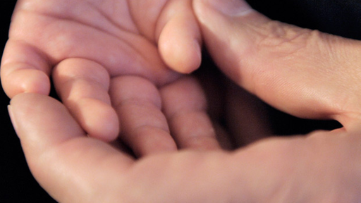 Eine erwachsene Hand hält eine kleine Kinderhand.