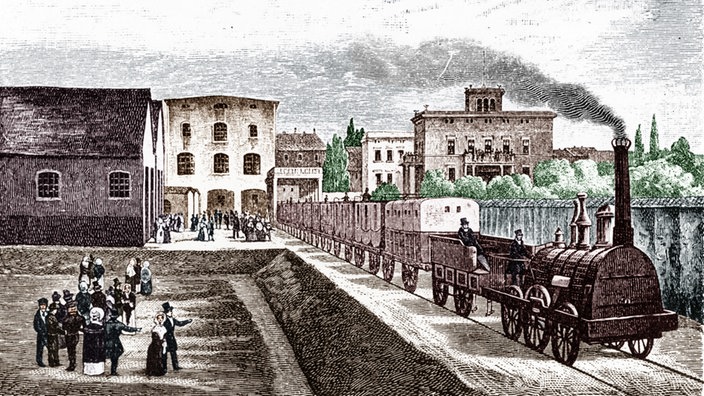 Holzstich: Berlin, Bahnhofsgelände Potsdamer Banhof, 1840 | Bildquelle: Interfoto Holzstich: Berlin, Bahnhofsgelände Potsdamer Banhof, 1840