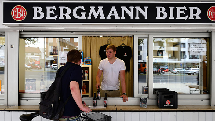 Ein Kiosk für Bergmann-Bier.