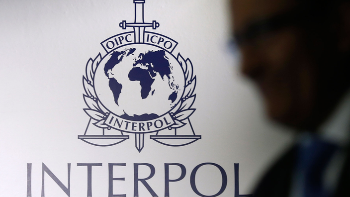 Das Logo von Interpol.