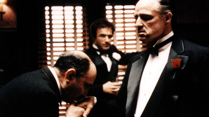 Schauspieler Marlon Brando in seiner Rolle als Mafiaboss Don Vito Corleone.