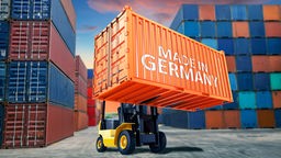 Container mit Aufschrift "Made in Germany".