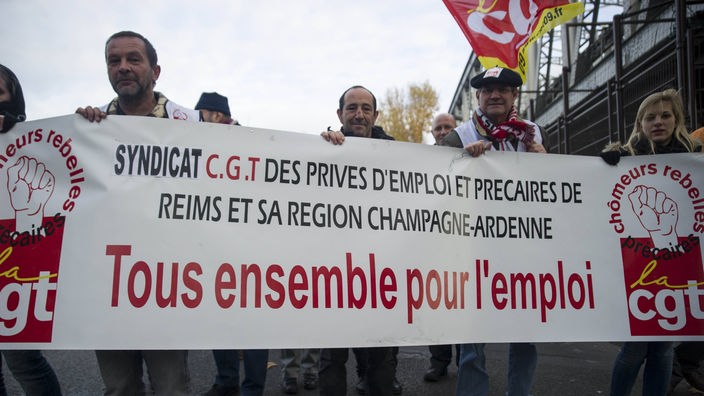 Demonstration gegen Arbeitslosigkeit in Paris.