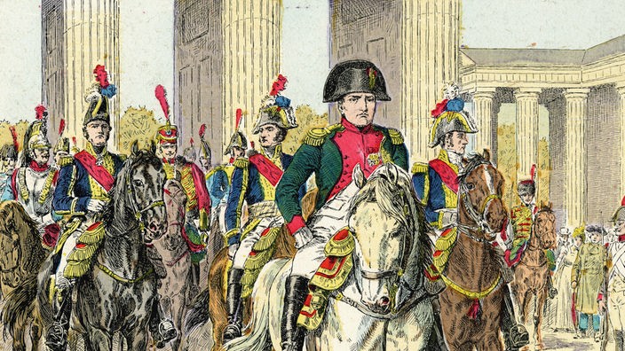 Gemälde von Napoleon I., der 1806 mit seinen Truppen in Berlin einzieht