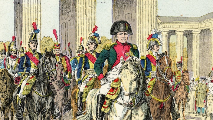 Gemälde von Napoleon I., der 1806 mit seinen Truppen in Berlin einzieht | Bildquelle: imago-images/KHARBINE-TAPABOR Gemälde von Napoleon I., der 1806 mit seinen Truppen in Berlin einzieht
