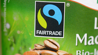 TransFair-Siegel auf einer Kaffeepackung.