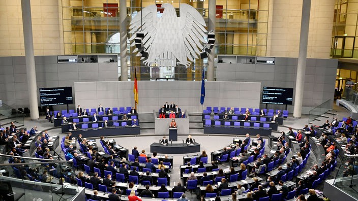 Blick in den Plenarsaal des deutschen Bundestages.