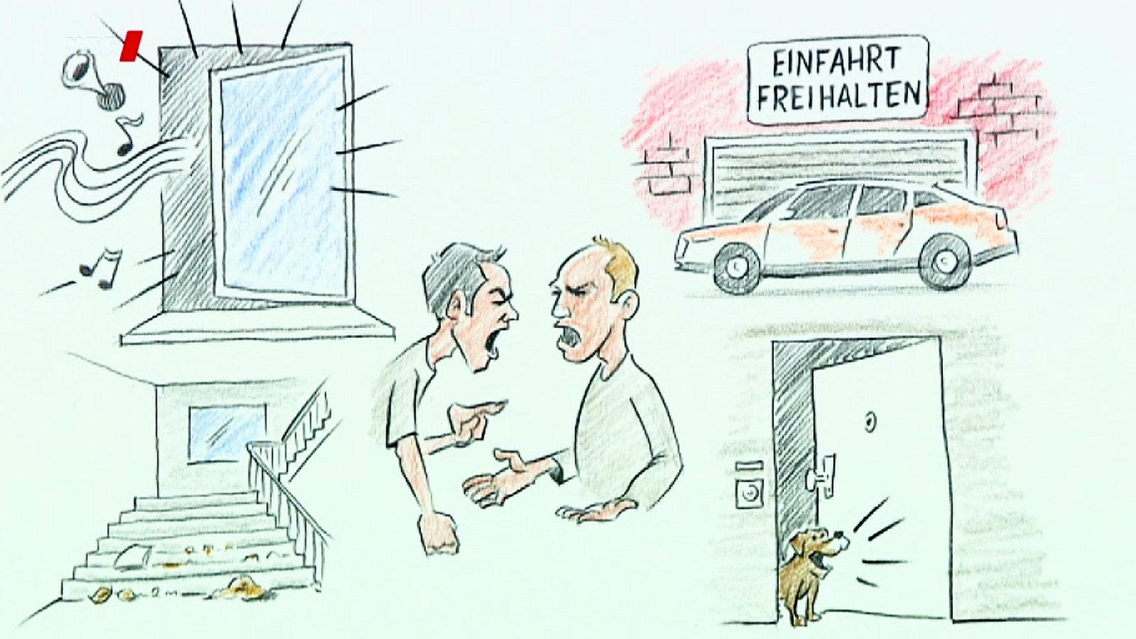 Screenshot aus dem Film "Umfrage: Worüber streiten Sie mit Ihren Nachbarn?"
