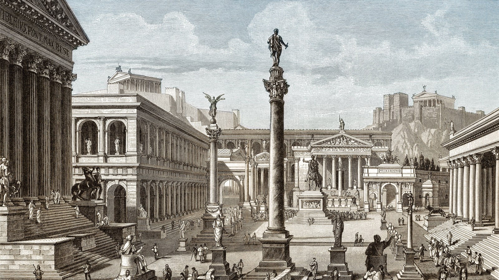 Naturalistische Zeichnung des antiken Roms