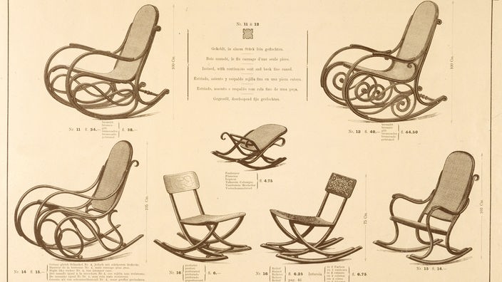 Zeichnung: Verschiedene Thonet-Stühle