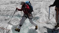 Nahaufnahme zweier Personen bei einer Gletschertrekkingtour