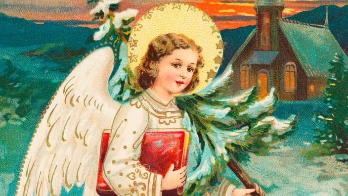 Weihnachtspostkarte mit dem Christkind (um 1909)  