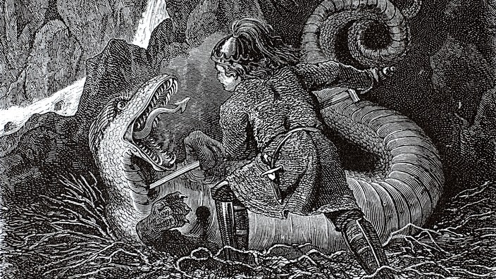 SW-Bild: Sigurds Kampf mit dem Drachen