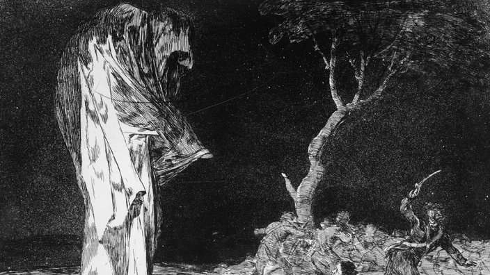 "Disparates 2": Bild von Francisco de Goya, das einen Geist zeigt. | Bildquelle: akg "Disparates 2": Bild von Francisco de Goya, das einen Geist zeigt.