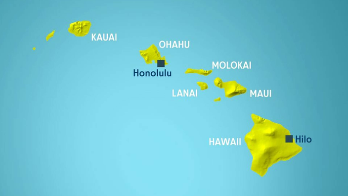 Karte der Hauptinseln von Hawaii.