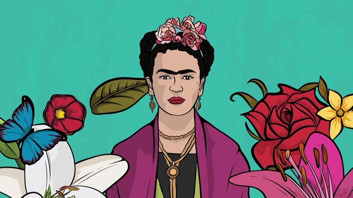 Animiertes Porträt vn Frida Kahlo