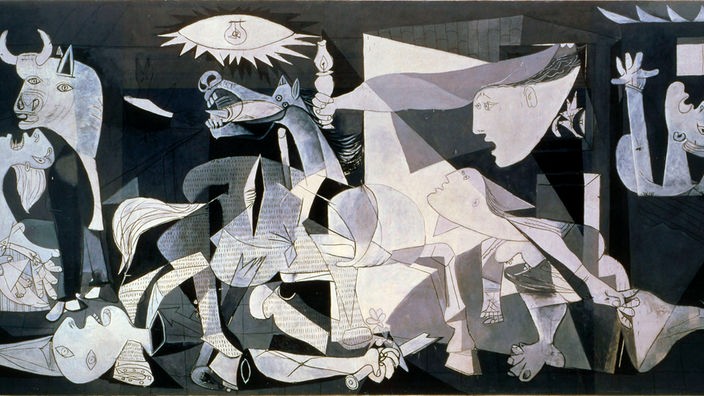 Das Gemälde "Guernica“ zeigt verschiedene leidende und sterbende Figuren