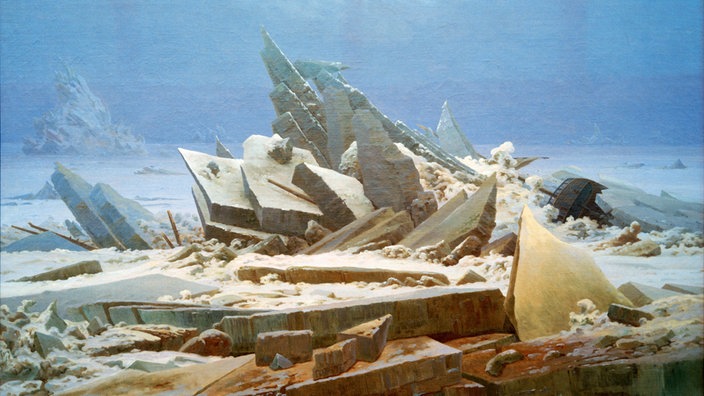 "Das Eismeer" (1823/24) zeigt riesige Eisschollen und dazwischen eingeklemmt ein zertrümmertes Segelschiff | Bildquelle: picture-alliance / akg-images "Das Eismeer" (1823/24) zeigt riesige Eisschollen und dazwischen eingeklemmt ein zertrümmertes Segelschiff
