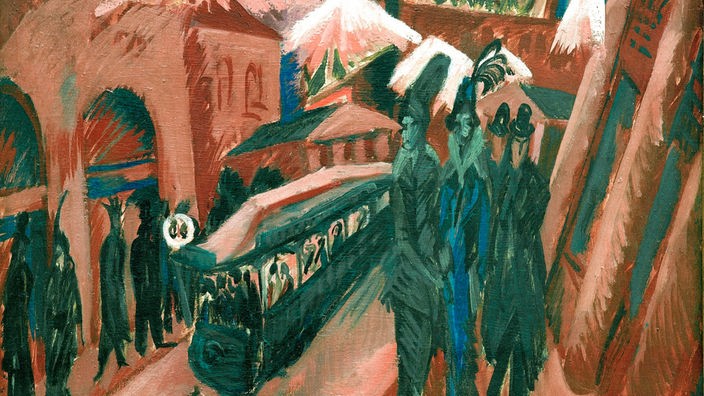 Gemälde "Leipziger Straße mit elektrischer Bahn" von Ernst Ludwig Kirchner (1914)
