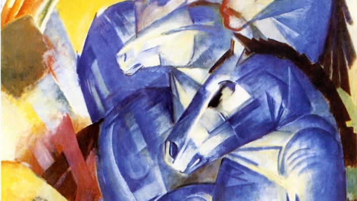 Gemälde "Turm der Blauen Pferde" (1913) von Franz Marc 