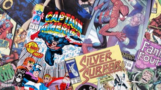 Comichefte auf einem Haufen, Captain America im Zentrum