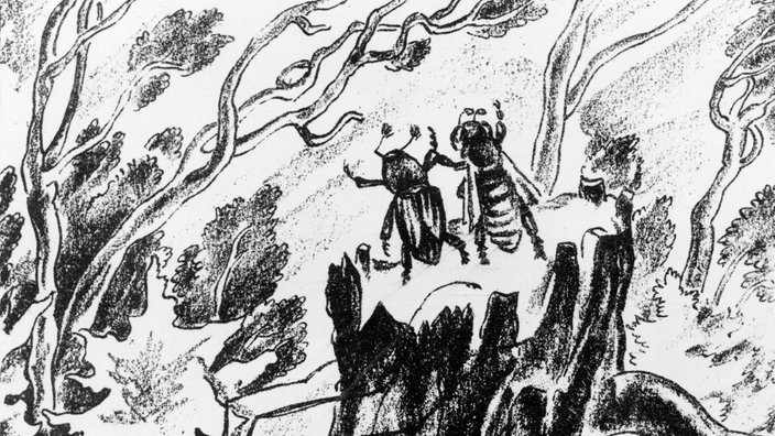 Lithografie aus "Die Biene Maja und ihre Abenteuer" (1912) | Bildquelle: picture-alliance / akg-images Lithografie aus "Die Biene Maja und ihre Abenteuer" (1912)
