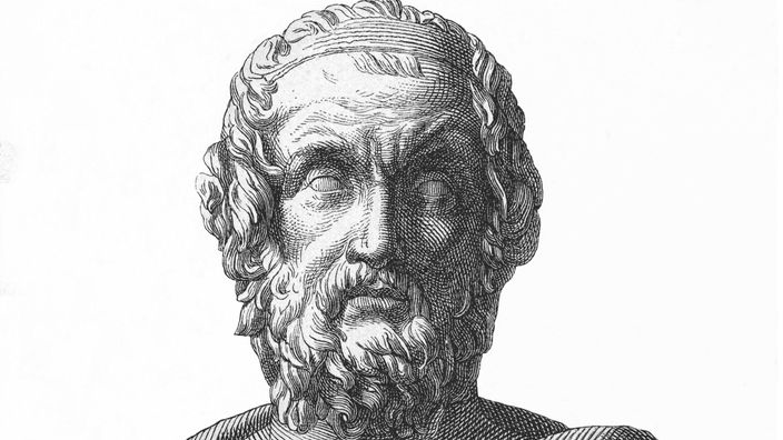 Der Holzschnitt zeigt ein Porträt des griechischen Dichters Homer um 800 vor Chr. 