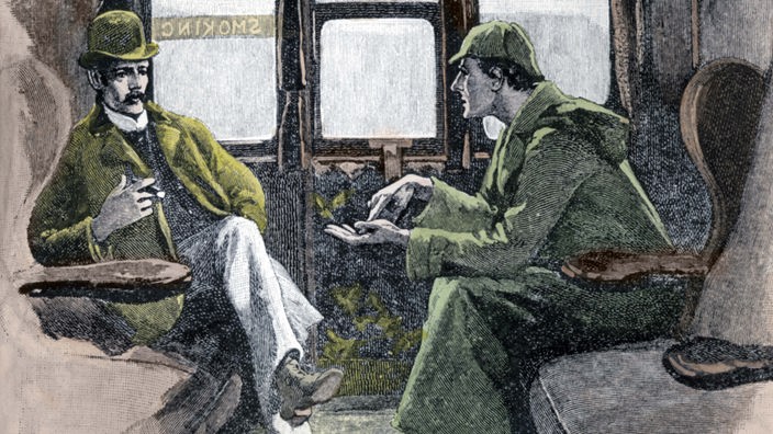 Sherlock Holmes und Dr. Watson im Zug