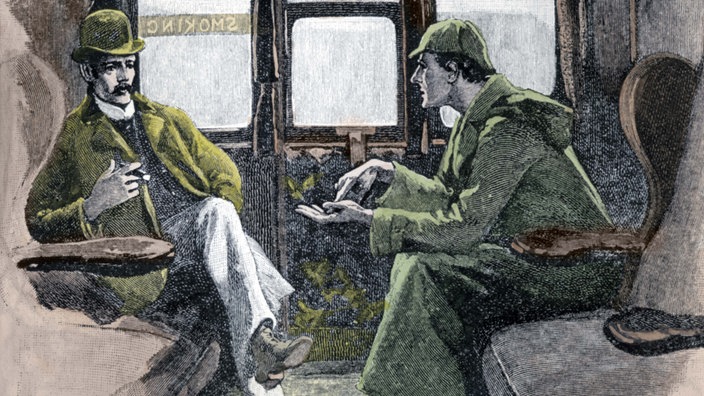 Sherlock Holmes und Dr. Watson im Zug | Bildquelle: dpa Picture-Alliance / Stapleton Sherlock Holmes und Dr. Watson im Zug