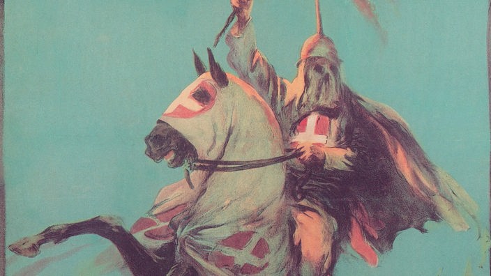 Filmplakat für "The Birth of a Nation" mit einem Reiter des Ku-Klux-Klan.