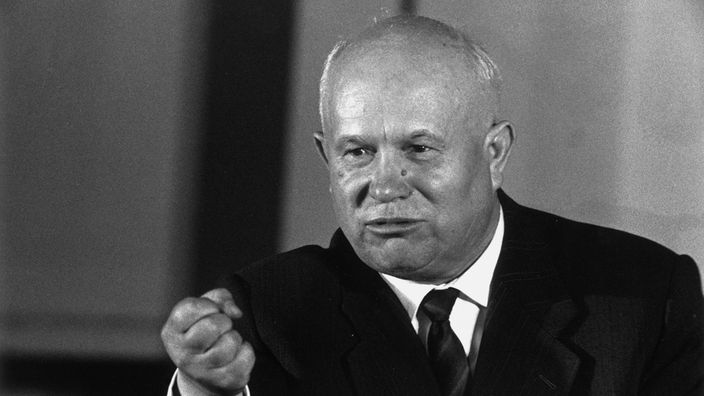 Nikita Chruschtschow während einer Rede