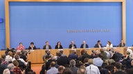 Aufnahme einer Bundespressekonferenz.