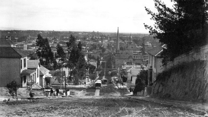 Schwarzweiß-Bild: Stadt Los Angeles um 1890