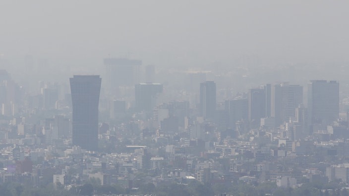 Das stark vernebelte Foto der Skyline der Stadt | Bildquelle: Reuters/Edgard Garrido Das stark vernebelte Foto der Skyline der Stadt