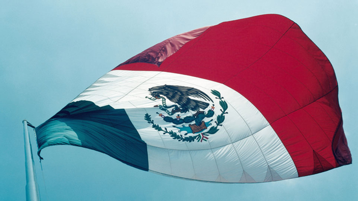 Die mexikanische Fahne ganz nah.